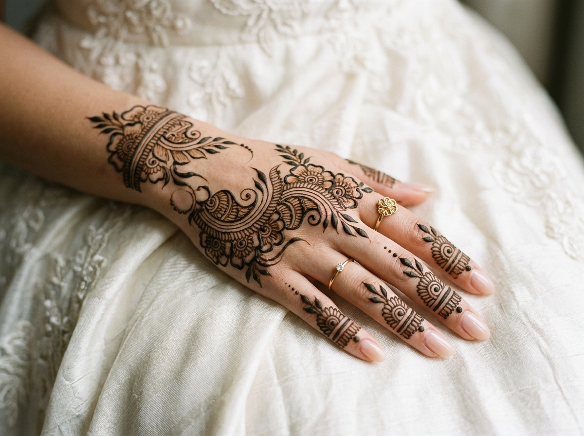 Exquisite Floral Arabic Mehndi on hand