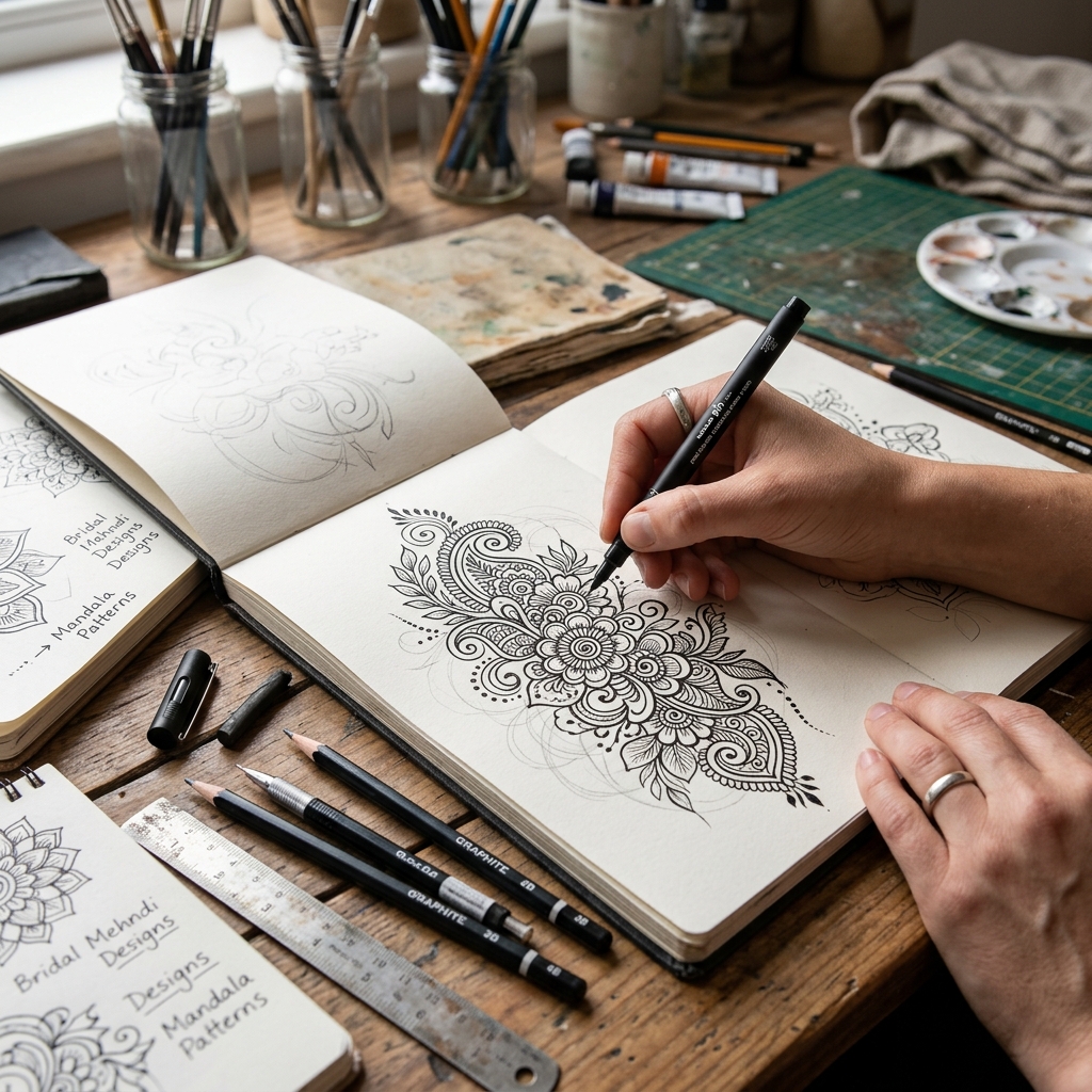 Custom Sketch Bridal Pattern in Sketchbook